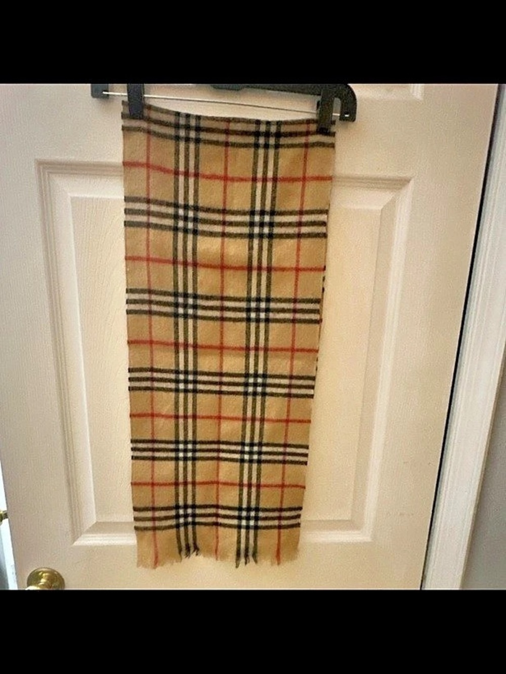 Burberry Classic Check Cashmere Scarf Plaid Brown & Red